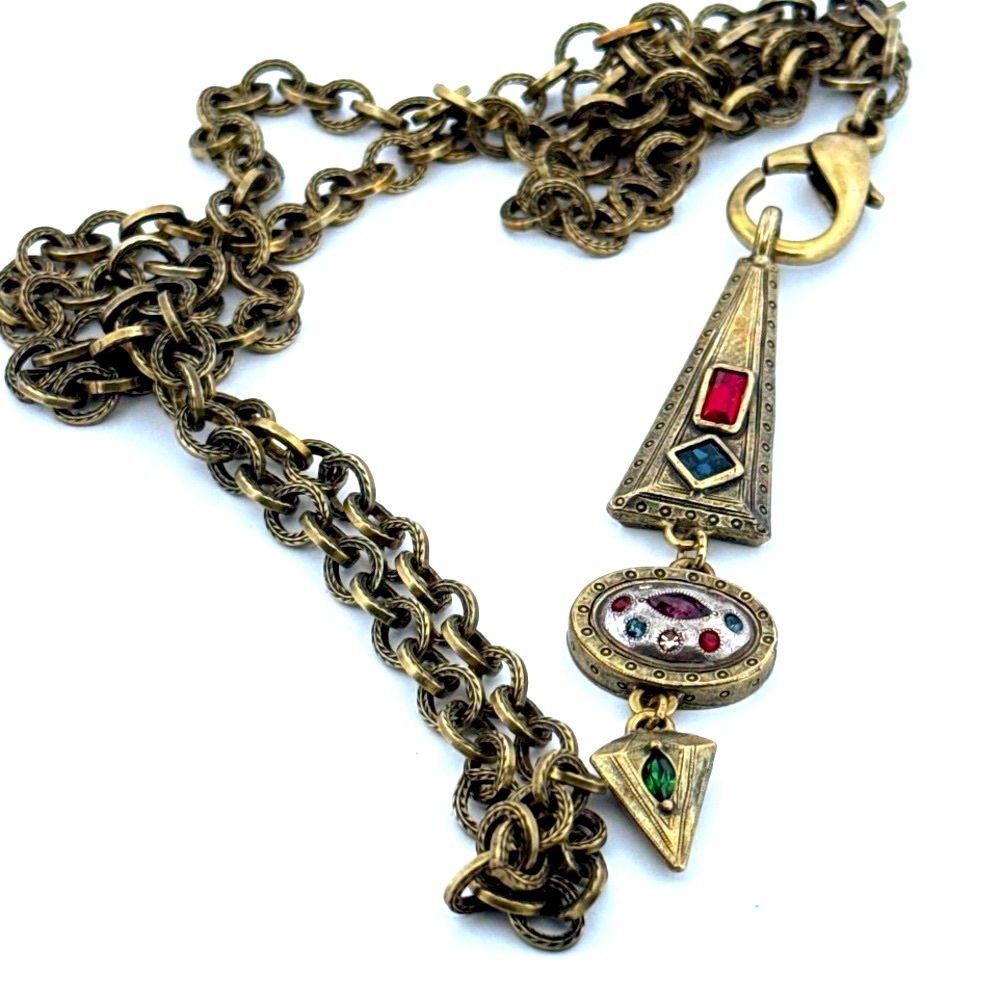 Patricia Locke long vintage multicolored crystal necklace
